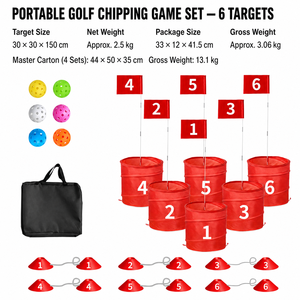 <span class=keywords><strong>Jeu</strong></span> de <span class=keywords><strong>golf</strong></span> en seau 6 trous, kit d'entraînement de chipping pour jardin, jeux de plein air portables pour adultes et enfants, vente en gros OEM - Product Image 1