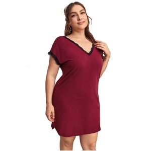 Robe de nuit personnalisée pour <span class=keywords><strong>femme</strong></span> Col en V Bordure en dentelle Robes de nuit de <span class=keywords><strong>grande</strong></span> <span class=keywords><strong>taille</strong></span> pour <span class=keywords><strong>femme</strong></span> Vêtements de nuit de <span class=keywords><strong>grande</strong></span> <span class=keywords><strong>taille</strong></span> pour <span class=keywords><strong>femme</strong></span> - Product Image 6