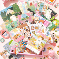 Set de Regalo Simno Kawaii con Diseño de Gato de Dibujos Animados, 157 Piezas, Kit de Diario con Cuaderno A6 para Junk Journal y Planificador