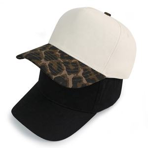 स्टॉक में Hb54 यूनिसेक्स थोक में दो टोन एक फ्रेम के फ्रेम कपास वेराकैप बेज रंग चीता तेंदुए बेसबॉल कैप - Product Image 6