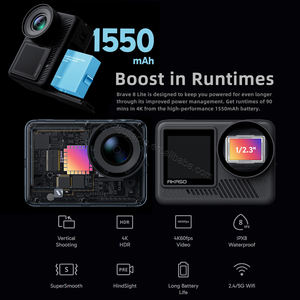 กล้องแอคชั่น <span class=keywords><strong>AKASO</strong></span> Brave <span class=keywords><strong>8</strong></span> LE 4K60FPS ถ่ายภาพ 20MP หน้าจอสัมผัส กันน้ำ มุมกว้างพิเศษ ซูม 16 เท่า พร้อมระบบกันสั่น SuperSmooth - Product Image 3