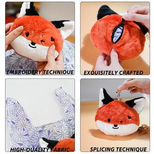 Porte-clés en peluche personnalisé en forme de renard, sac d'épicerie pliable écologique avec fermeture éclair, approvisionnement en gros direct d'usine - Product Image 6