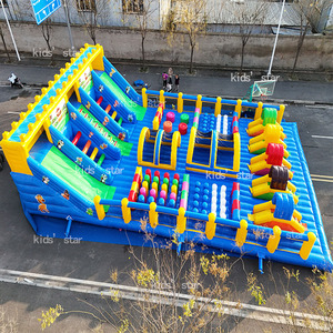Parc gonflable écologique commercial avec toboggan combiné et château sauteur, capacité de 1000 kg pour 25 enfants, parc d'attractions extérieur - Product Image 5