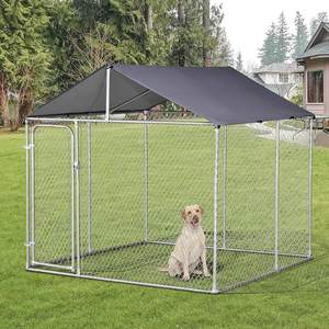 Cage à chien de grande taille pour l'extérieur, 10x10x6 pieds, avec auvent, cadre en métal galvanisé et peint en poudre, design respirant, utilisation toute saison - Product Image 1