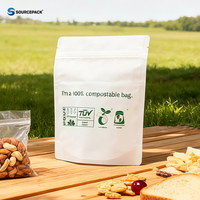 Pochette en papier kraft écologique personnalisée, à base de PLA végétal, avec fermeture éclair, Doypack, emballage biodégradable et compostable