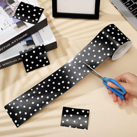 Bande décorative noire à pois pour tableau d'affichage, facile à découper, pour la maternelle et l'ornement de cadre photo à domicile