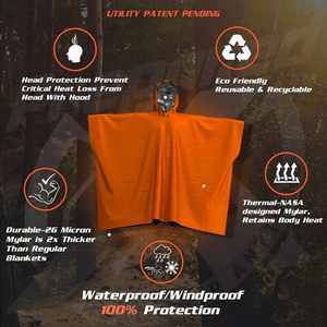 Impermeables de Emergencia Extra Grandes para Acampar al Aire Libre, Senderismo y Viajes, con Película de Aluminio para Retención de Calor - Product Image 4