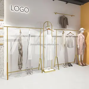 Hot Selling Stijl Rvs Materiaal Goud Kleding Display Rack Aanpassen Kleur Maat Voor Kleding Winkel