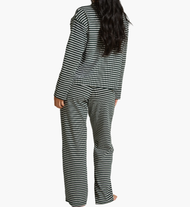 Conjunto de Pijama de Algodón a Rayas Personalizado ODM, Ropa de Dormir de Dos Piezas Tejida <span class=keywords><strong>para</strong></span> Mujer, Ropa de Casa Cálida <span class=keywords><strong>para</strong></span> Invierno, Ropa de Dormir de Jersey <span class=keywords><strong>para</strong></span> Mujer - Product Image 4