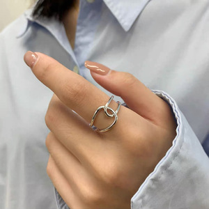 S925 Sterling Silver Geometric <b>Open</b> <b>Ring</b> For Women's Index Finger Minimalist Design Everyday Wear - Product Image 1