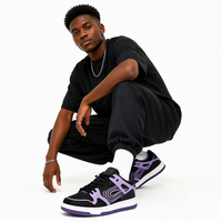 Sneakers à lacets respirantes légères avec logo personnalisé pour hommes - Chaussures de course rétro, de basket-ball et de skate en cuir synthétique