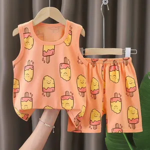 Новый летний детский костюм: летнее платье для девочек из чистого хлопка и комплект из двух предметов для мальчиков - Product Image 3