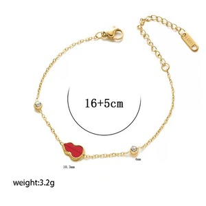 Fashionable Women's Necklace PVD 18K Gold Double-cupid Pear-shaped Pendant - Red <b>Shell</b> Gourd Necklace - Wholesale - Product Image 4