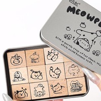 12 pièces/boîte Meow Star personnage langue série jeu de timbres INS mignon manuel bricolage décoration timbres
