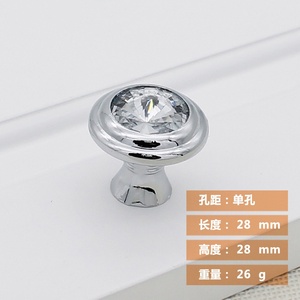 Modern Single-Hole Diamond Crystal Handle Small Zinc Alloy <b>Drawer</b> Pull Hardware for Wardrobe Cabinet & Dresser for Kitchen Use - Product Image 3