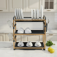 Étagère de rangement pour assiettes, égouttoir à vaisselle 3 niveaux pour cuisine au-dessus de l'évier