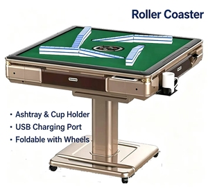 Champagne Gold Roller-Coaster Mahjong Machine Push-Free Shuffling Automatic Table Foldable Wheels 4-Player <b>Entertainment</b> Roller- - Product Image 2