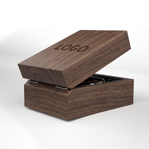 Boîte à montres en bois de luxe, matériau en noyer, logo gravé au laser, fabrication artisanale, boîte de rangement rectangulaire pour bijoux, emballage cadeau - Product Image 4