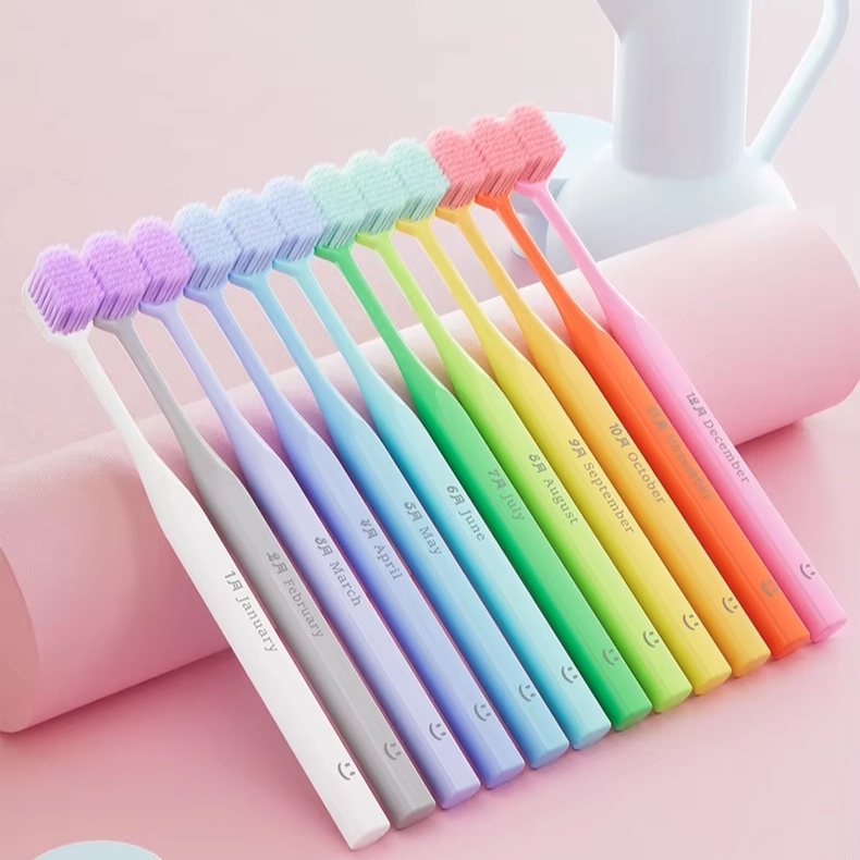 Wholesale 12-Piece Soft Nylon Bristle Toothbrush Set Pastel Colors Wide Head Design Monthly Replacement for Adults Home Care