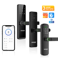 KROVI F05 OEM/ODM Kunci Pintu Depan Elektronik Pintar Tuya Biometrik Sidik Jari Kode Penyimpanan Data Cloud untuk Proyek