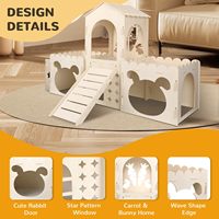 Château d'intérieur de refuge de lapin en bois détachable avec rampe Bunny House Feeder Home Furniture pour lapins