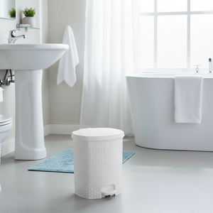 Multipurpose waste <b>bin</b>/<b>bin</b> with <b>lid</b>, rattan design, 21L capacity, size 33.5x34.5x39.2, Nordic white color - Product Image 3