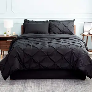 Pinch pleated design down alternative 8 piece comforter set bed in a bag