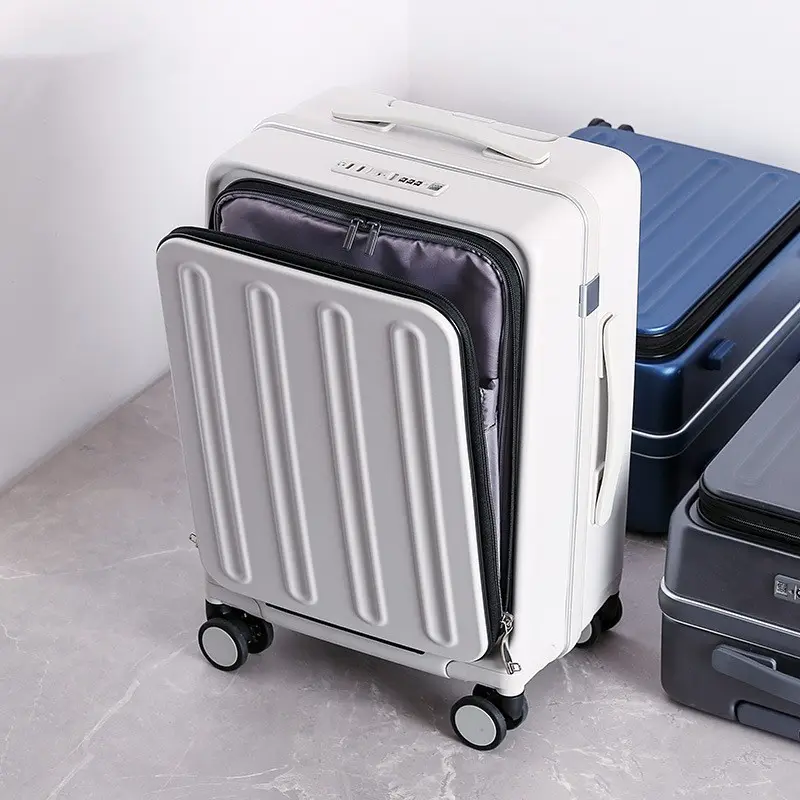 ALL PASS New Business front open suitcase Female 20 inch boarding TSA lock side open travel luggage aluminum frame suitcase