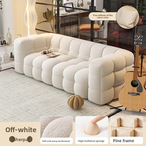 उच्च गुणवत्ता वाले लोकप्रिय सोफे सेट फर्नीचर लिविंग रूम सोफे आधुनिक आरामदायक सफेद सोफे गर्म बिक्री क्रीम शैली कपड़े सोफे घर के लिए - Product Image 6