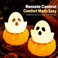 Halloween Geister-Kürbis LED-Nachtlicht USB-C Wiederaufladbare Tippsteuerbare Lampe mit Individuellem Logo für Feiertagsgeschenke