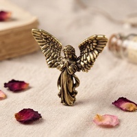 Sculpture d'ange gardien en laiton pour décoration intérieure, avec ailes, ornement de bureau tendance, objet de collection pour la maison, plaqué or