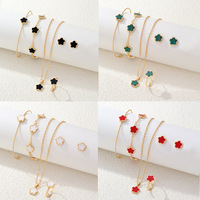 Nouvelle mode de parures de bijoux porte-bonheur fleur cinq feuilles de luxe en coquillage plaqué or KC pour femmes