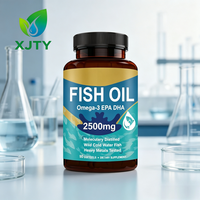 XJTY Nature Omega 3 Huile de poisson 2500mg avec EPA + DHA Capsules molles pour le soutien du cœur, du cerveau et du système immunitaire des adultes
