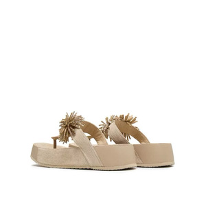 Sandalias de Verano con Pedrería y Diseño Retro, Punta Cuadrada, Suela Gruesa, de Gamuza Vacuna para <span class=keywords><strong>Mujer</strong></span> - Product Image 5