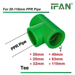 تركيبات إنابيب IFAN للبيع بالجملة 20-110 مم تركيبات بلاستيكية PPR محول PN25 Tee أنبوب PPR موصل PPR تركيبات أنابيب