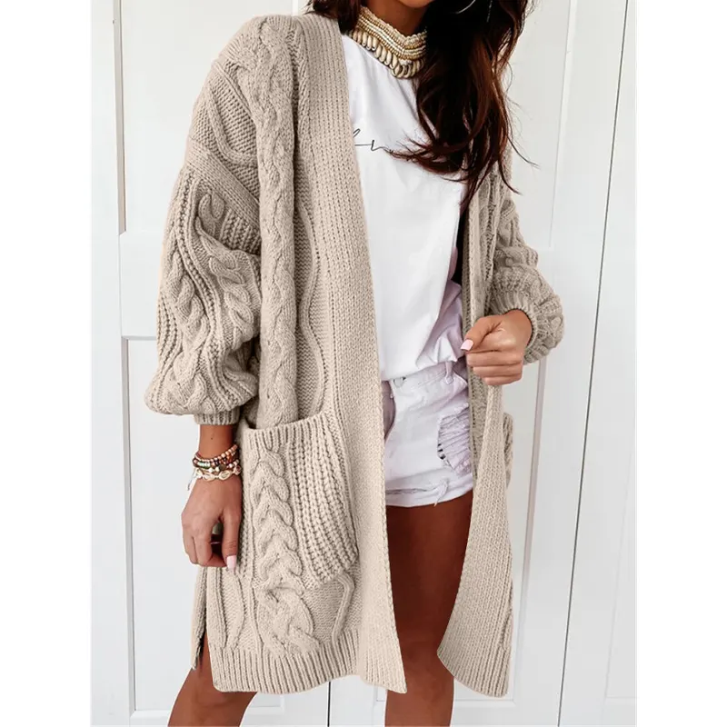 Fashion Fall Autumn Winter Long Women Knitted Hooded Sweater Loose Ladies Cardigan Women's Sweaters