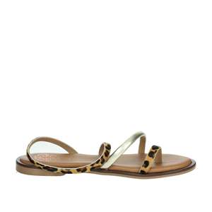 Sandalias Planas para Mujer Porronet 3093, Color Marrón Dorado con Estampado de Leopardo, Estilo Veraniego con Tiras - Product Image 4