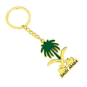מkingtop מפתח טבעת שרשרת חיים כף עץ Keychain עבור מפתח מחזיקי מותג ערב הסעודית הלאומי סמל צורת מתכת אבץ סגסוגת 1 צבע