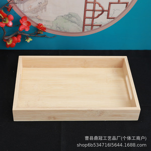 Rectangular Wooden Serving <b>Tray</b> With Handle Natural Wood Color For <b>Tea</b> Food Serving - Product Image 4