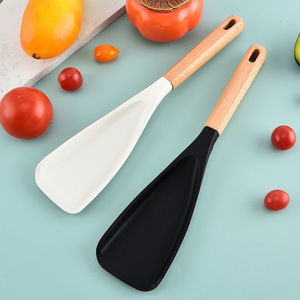 Silicone Spatula With Wooden Handle 2 Pieces Oven Safe Microwave Safe For <b>Cooking</b> Baking Food Serving Utensils - Product Image 1
