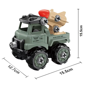 Bloques de Construcción de Plástico Educativos para Niños, Juguete de Vehículos Desarmables, Modelo de Camión del Ejército y Cohete, para Niños de 5 a 7 Años - Product Image 1