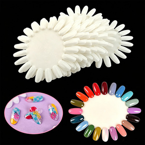 Présentoir de 20 modèles de nail art ovales, 10 pièces/sac, Planche d'entraînement pour faux ongles motif tournesol, Palette de couleurs de gel, en ABS, pour salon de manucure - Product Image 1