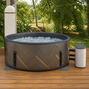 Piscina Hidromasaje Inflable Ovalada para 5-7 Personas, Portátil, con Burbujas de Aire y Luces <span class=keywords><strong>LED</strong></span> para Relajación en el Patio Trasero - Product Image 2