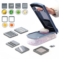 YuShu YS-SQ001 Nieuw Ontwerp 6-in-1 Handmatige Eco-vriendelijke Plastic Multifunctionele Gemakkelijk Reinigbare Groentehakker Aardappelschiller 304