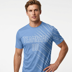 Camiseta de Fútbol Sublimada Personalizada para Hombre, Cuello Redondo, Manga Corta, Color Azul Claro, Absorbe la Humedad, Nombre del Equipo Impreso, Corte Regular - Product Image 2
