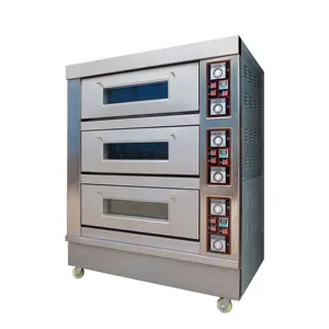 Electric bakery oven factory customized 3 deck 6 trays electric baking oven for baking pizza cake stainless steel material