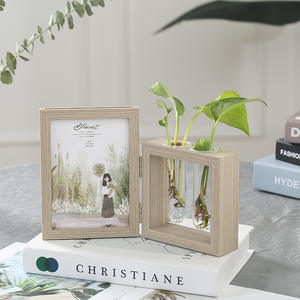 Nordic Creatieve Mdf Uv-Resistente Rechthoek Tafelsetting Ornamenten 7-Inch Houtnerf Fotolijst 6-Inch Hydrocultuur Plantenvaas - Product Image 1