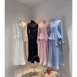 <span class=keywords><strong>Ensemble</strong></span> <span class=keywords><strong>jupe</strong></span> chic deux pièces pour femmes, couleur unie, manches en <span class=keywords><strong>maille</strong></span> florale texturée, <span class=keywords><strong>jupe</strong></span> plissée, <span class=keywords><strong>ensemble</strong></span> deux pièces élégant, tenue pour femmes - Product Image 4