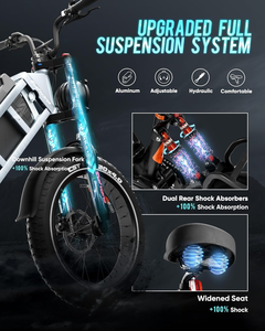 Bicicleta eléctrica de montaña eAhora Juliet con llantas gruesas de 20 pulgadas, 7 velocidades, motor en el buje trasero, freno de disco hidráulico, bicicleta todoterreno para adultos. - Product Image 5