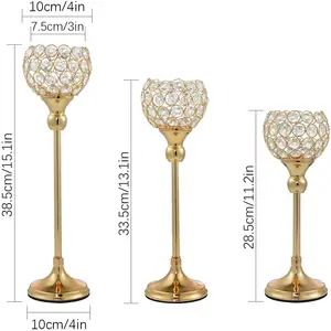 Castiçal de cristal alta, castiçal decorativo de natal, 5 peças, para mesas de casamento, suporte de mesa